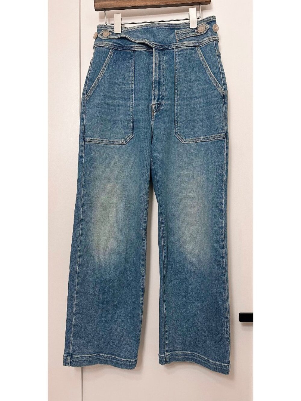 Mother Denim, The Wrapped Up Patch Ankle in Let's Trip Wash, Size 27